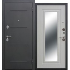 Дверь металл.Гарда 7,5мм.Серебро Зеркало фацет(КАРАТ) Белый ясень(860П) Правая
