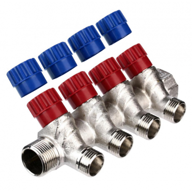 Коллектор Valtec с регулир.вентилями,1х4 выхода 1/2 нар.р(59822)"